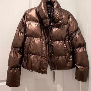 Noize Metallic Brown Puffer Jacket